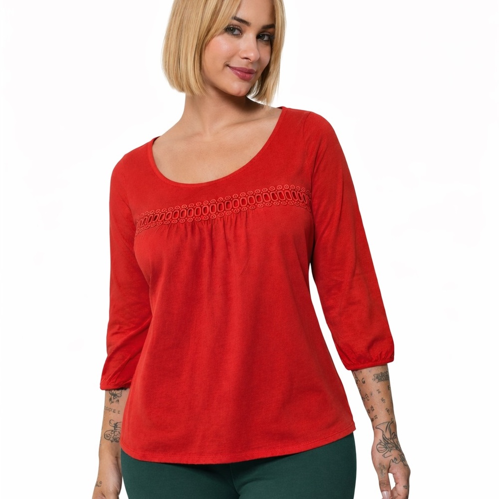 Boden Red 3/4 Sleeve Blouse, Size 4